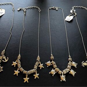 4 Feifish Beach Necklaces- Sailboats/Starfish/Turtles/Crab Charms-NWT, USA Made